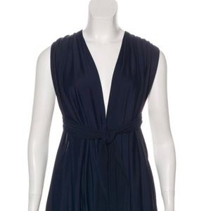 Midnight blue draped summer blouse